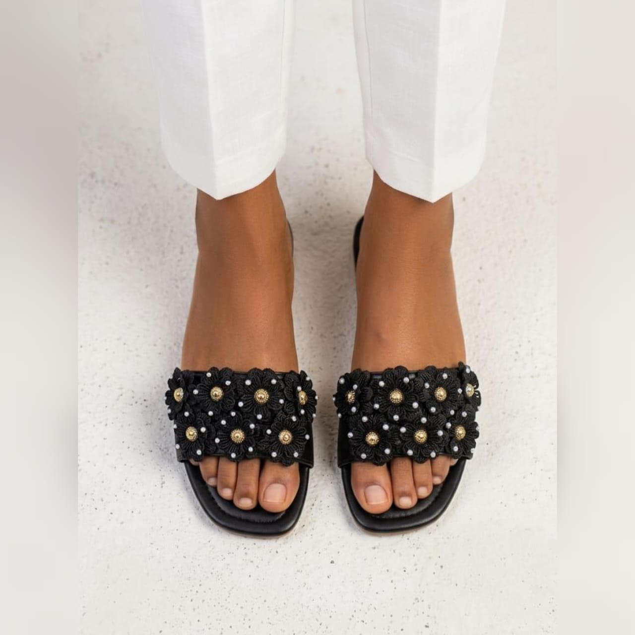 Sandales Slides "Flora Black"